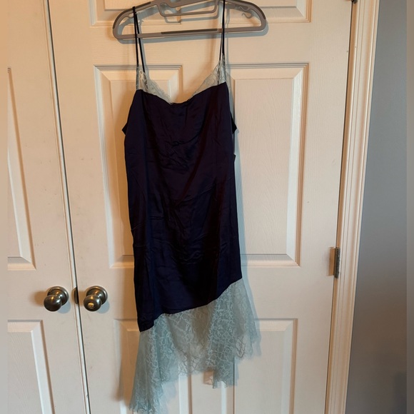 NWT By Anthropologie Lace-Trimmed Dress - Size 14 - Blue Slip Dress - Picture 5 of 6
